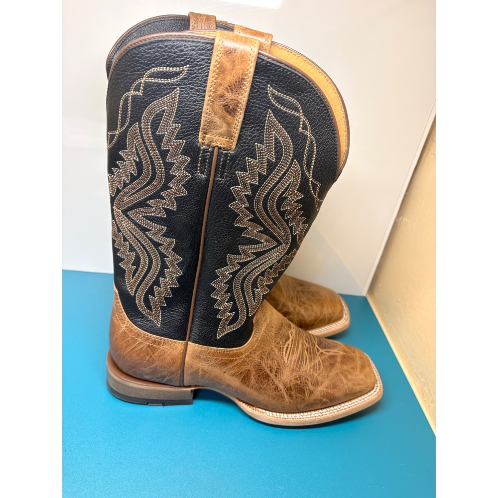 Ariat Mens 10.5D Baxter Dark Tan Black Wide Square Toe Cowboy Boots